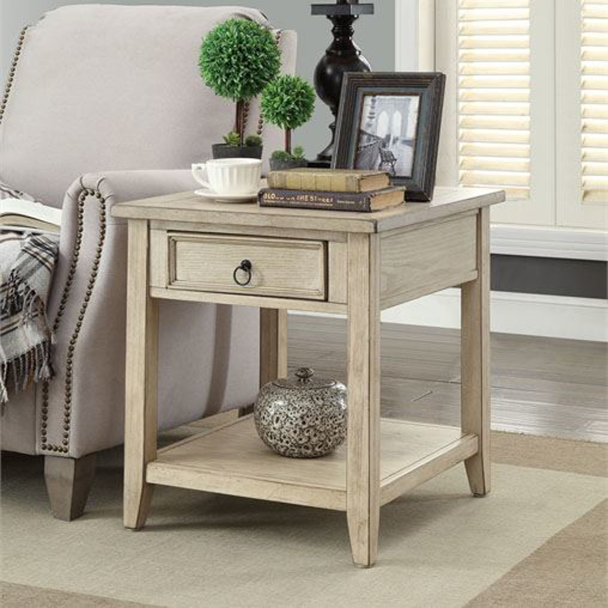 Burnished Cream One Drawer End Table22512 Living Room furniture at