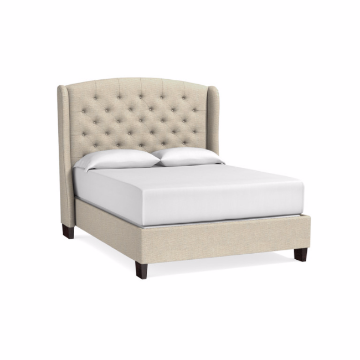 Picture of Paris Upholstered Tufted King Bed in Natural Herringbone Linen