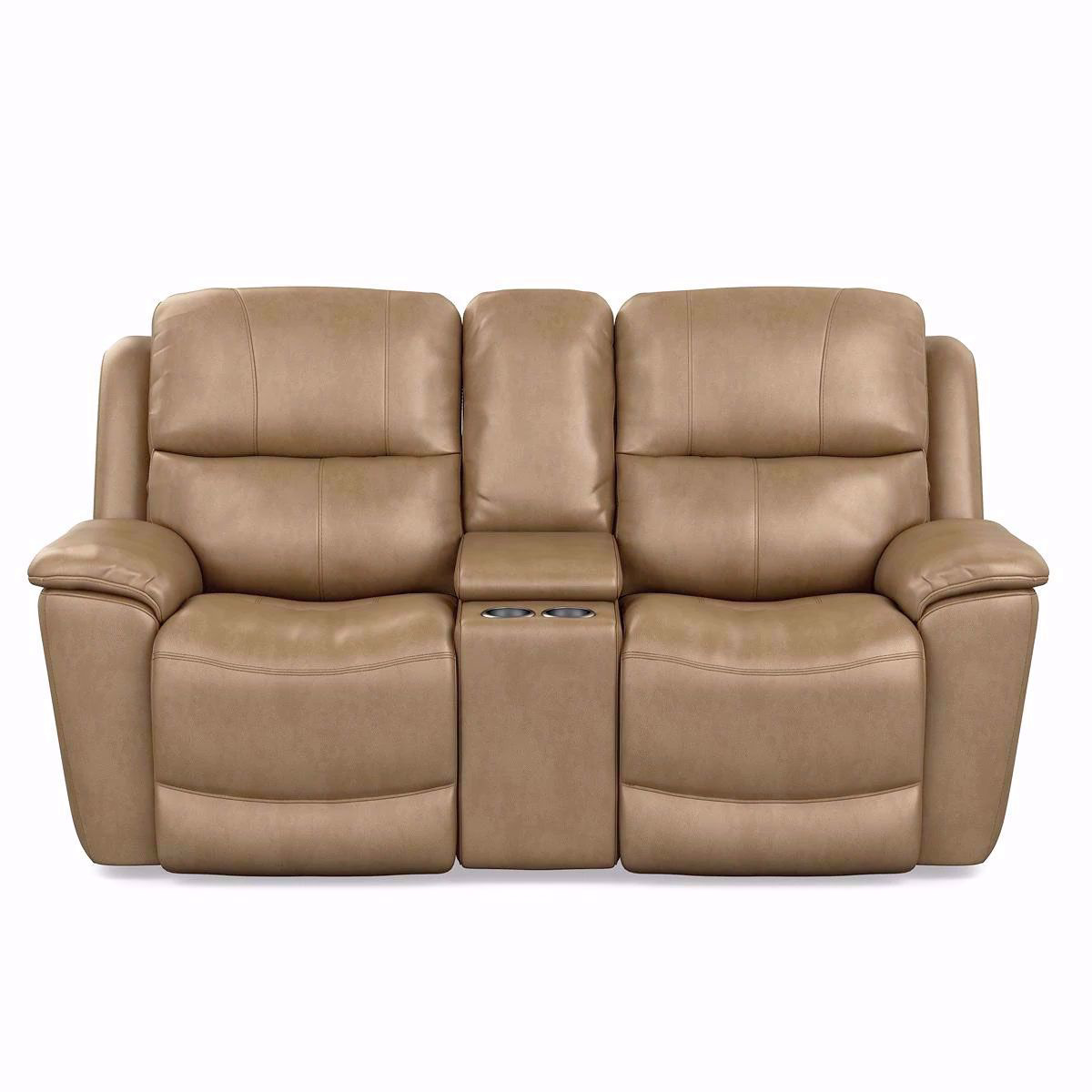 Picture of Cade Leather Power Reclining Console Loveseat
