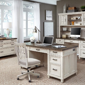 Picture of Caraway Aged Ivory 66" Executive Desk