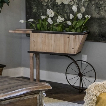Picture of TIN/WOOD WHEELBARROW PLANTER