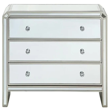 Picture of 3 DRAWER MIRRORED CHEST WITH CLEAR KNOBS