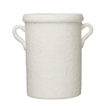 Picture of TERRA-COTTA CROCK WITH HANDLE IN WHITE