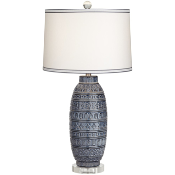 Picture of CULLEN BLUE CERAMIC TEXT TABLE LAMP