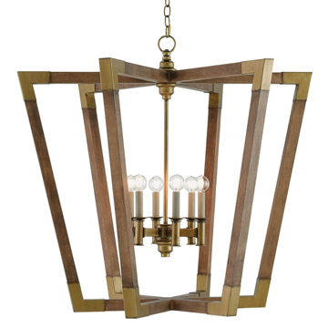 Picture of BASTIAN WOOD AND BRASS LARGE PENDANT