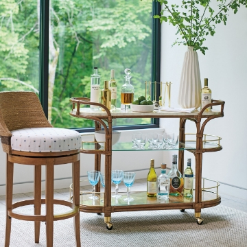 Picture of TOSCANA RATTAN MOBILE BAR CART
