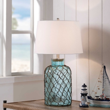 Picture of TABLE LAMP NETTING SEEDED GLASS