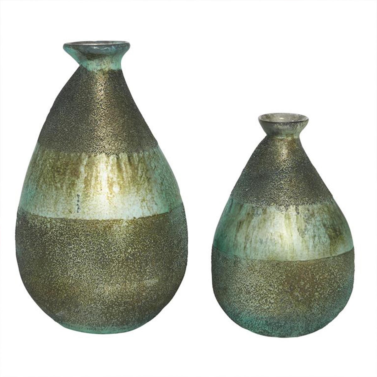 Picture of S/2 RUSTIC GREEN GLASS VASES