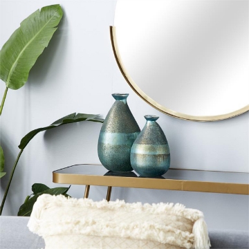 Picture of S/2 RUSTIC GREEN GLASS VASES