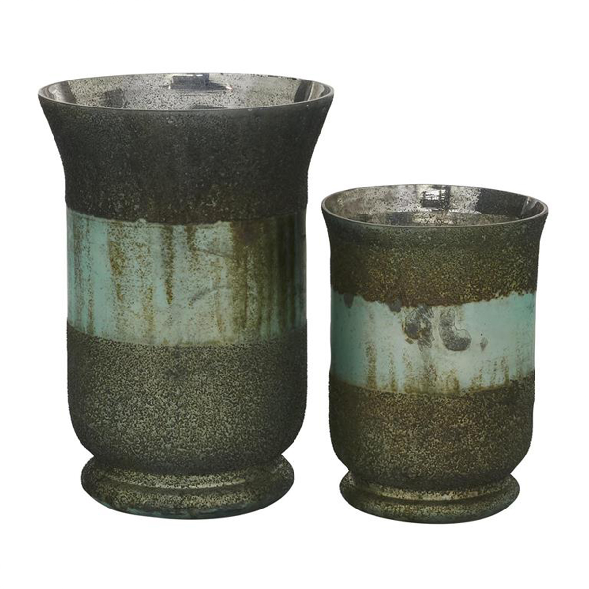 Picture of S/2 RUSTIC GREEN CANDLE HOLDERS