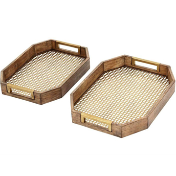 Picture of S/2 LIGHT BROWN BAMBOO TRAYS