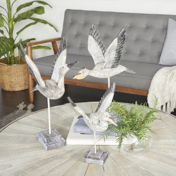 Picture of GREY COASTAL BIRD SCULPTURE AST