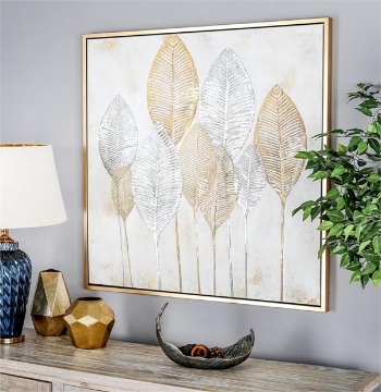 Picture of GLD/BRWN CONTWP LEAVE WALL ART