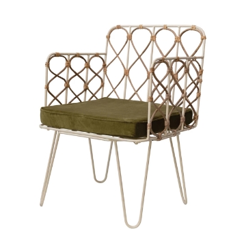 Picture of METAL & RATTAN CHAIR W/VELVET