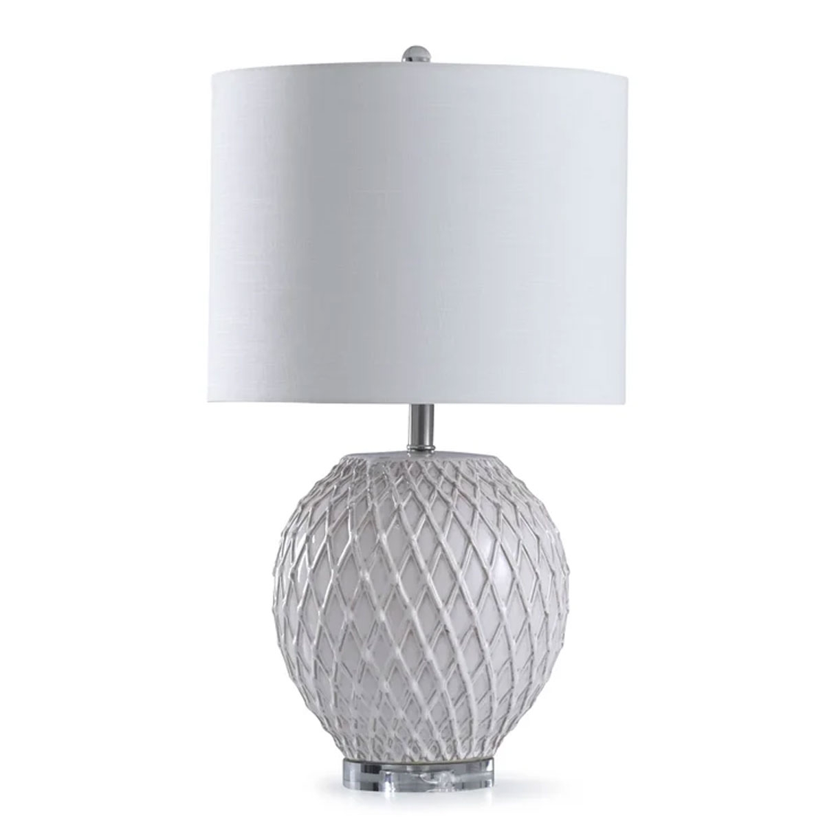 Picture of TABITHA WHT/GRAY QUILTED TLAMP