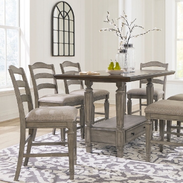 Picture of ROSLYN GREY 7PC CNT W/6 STOOLS
