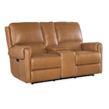 Picture of SOMERS TAN POWER CONSOLE LOVESEAT WITH POWER HEADREST