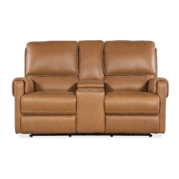 Picture of SOMERS TAN POWER CONSOLE LOVESEAT WITH POWER HEADREST