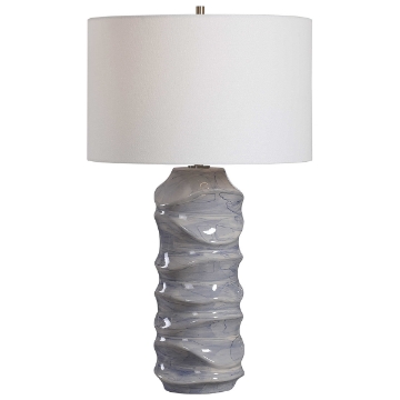 Picture of WAVES BLUE AND GRAY CERAMIC TABLE LAMP