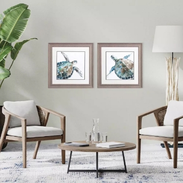 Picture of SET OF 2 NEUTRAL SEA TURTLE FRAMED ART