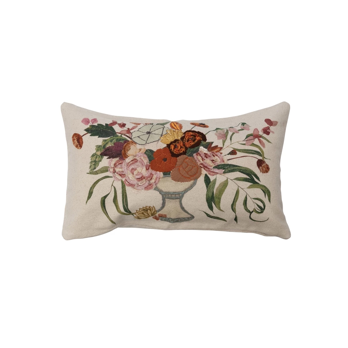 Picture of EMBROIDERED FLOWER 24X14 LUMBAR PILLOW