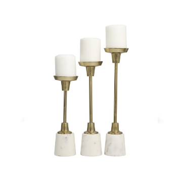 Picture of SET OF 3 GOLD & MARBLE CANDLE HOLDERS