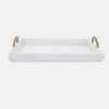 Picture of SET OF 2 WHITE WASHED WOODEN TRAYS