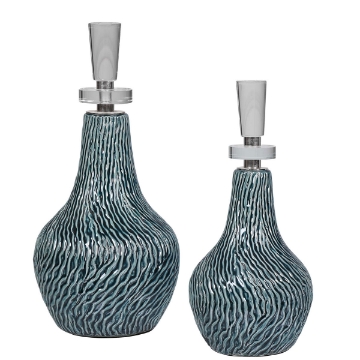 Picture of SET OF 2 BLUE ALMERA BOTTLES