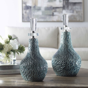 Picture of SET OF 2 BLUE ALMERA BOTTLES