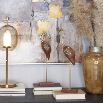 Picture of S/2 BRN WOOD BIRD SCULPTURES