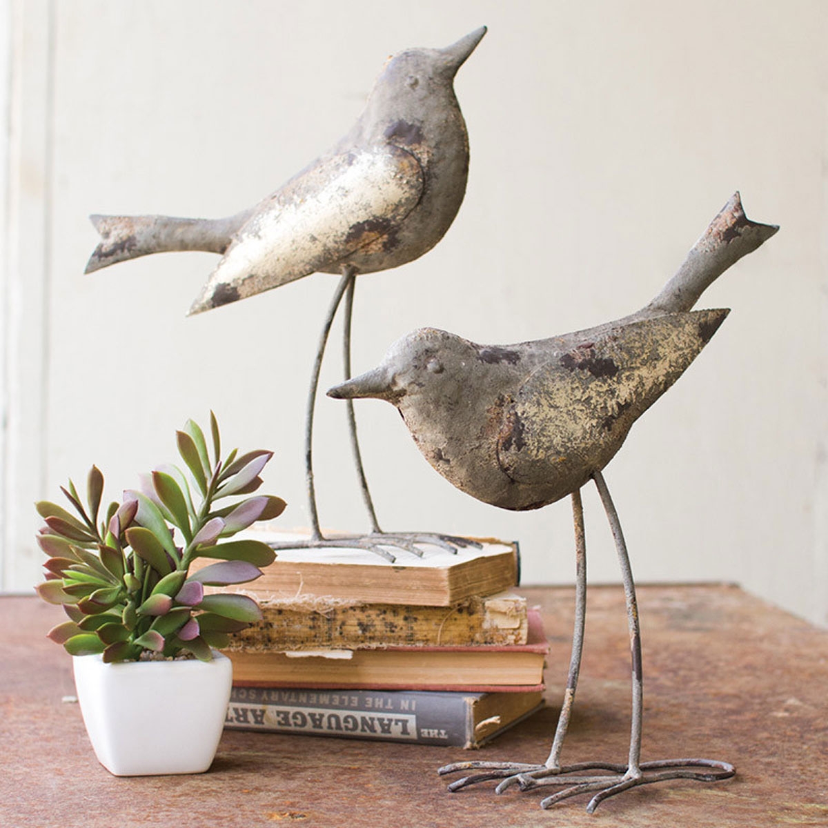 Picture of S/2 RUSTIC GRAY BIRD FIGURINES