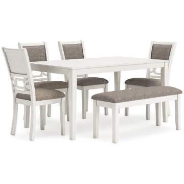 Picture of LUDWIG WHITE 6PC RECTANGLE DINING W/BENCH