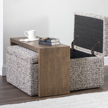 Picture of SOLANA 35" SQUARE OTTO W/ WOOD OVERLAY