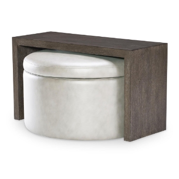 Picture of LUNA ROUND STORAGE OTTOMAN W/ SLIVER TOP