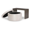Picture of LUNA ROUND STORAGE OTTOMAN W/ SLIVER TOP