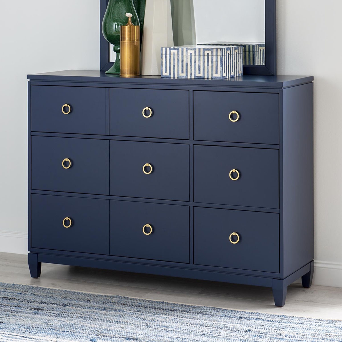 SUMMERLAND BLUE 6DR TALL DRESSER