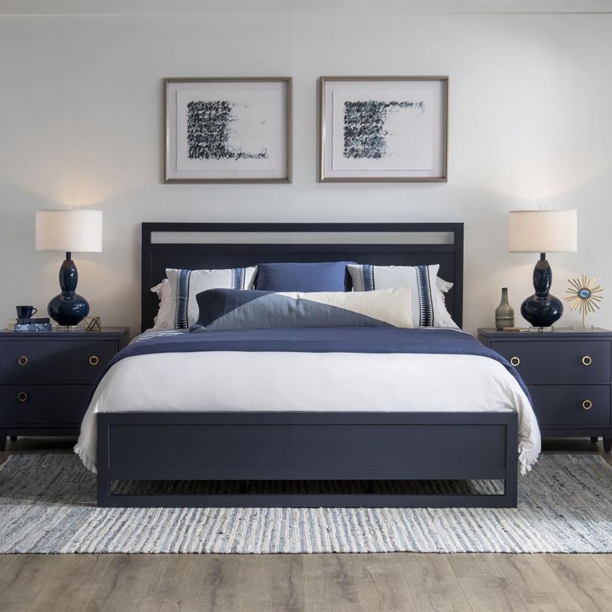 Picture of SUMMERLAND BLUE QUEEN PANEL BED