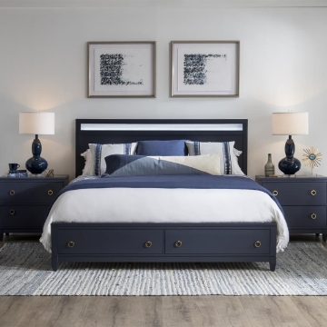 Picture of SUMMERLAND BLUE QUEEN PANEL BED W STORAGE