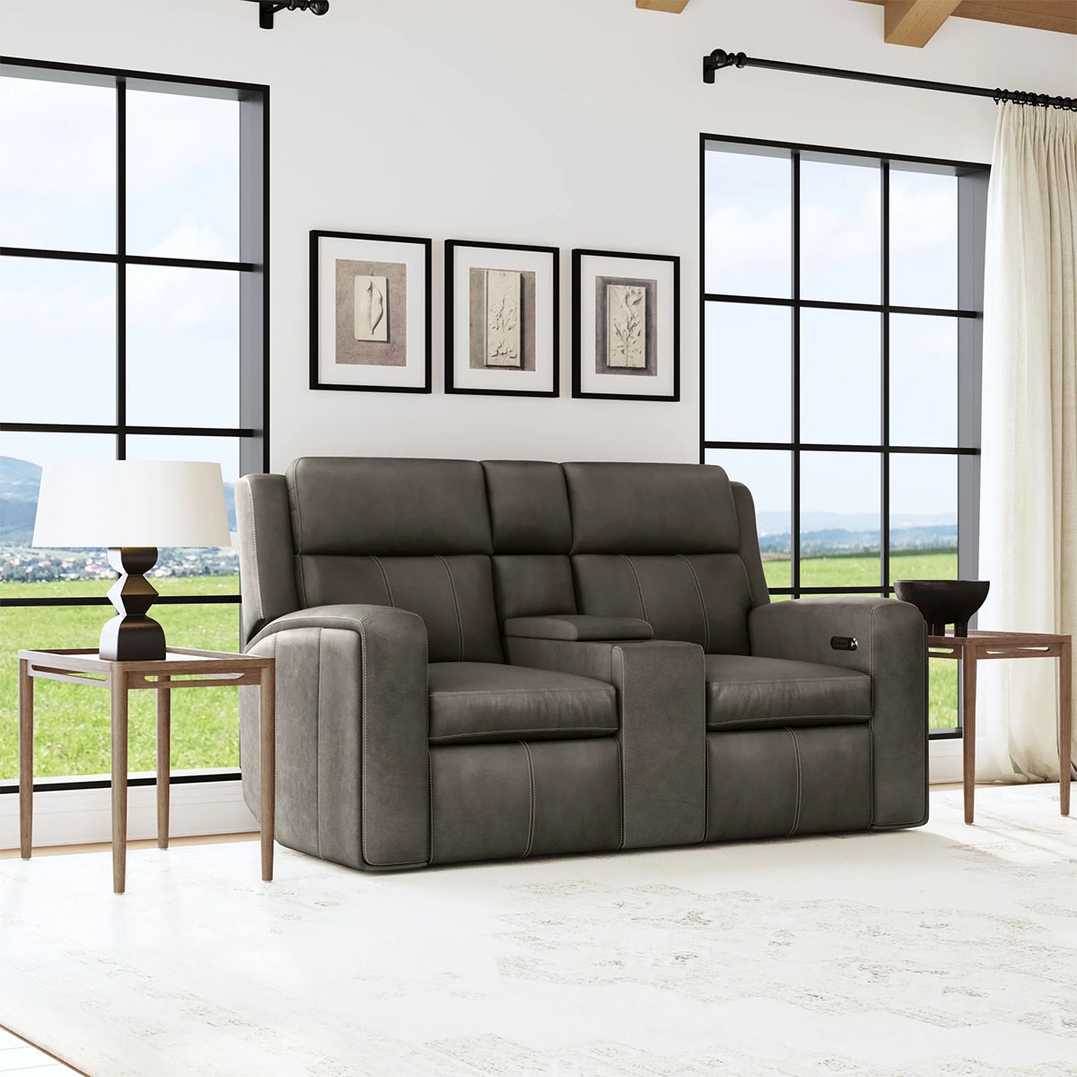 Picture of WYATT GUNMETAL LOVE CONSOLE W/ POWER HEADREST & LUMBAR