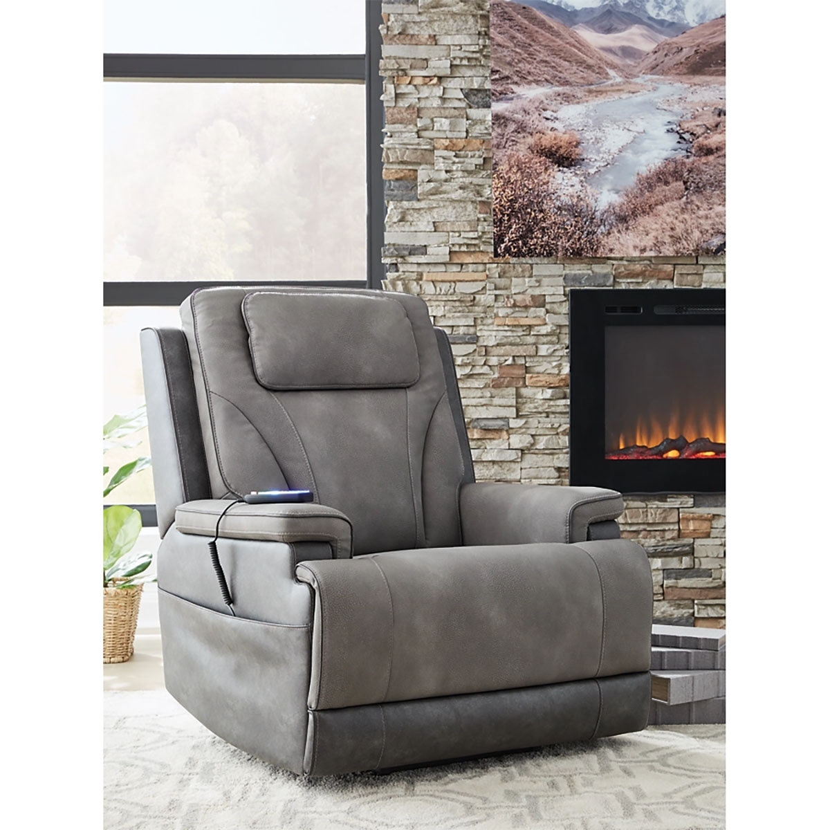 Picture of 4Z PEACEFUL PAUSE LIFT RECLINER W/POWER HEADREST/LUMBAR  IN SLATE