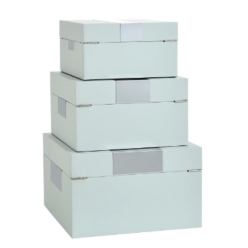 Picture of S/3 SPA BLUE LEATHER DECOR BOXES