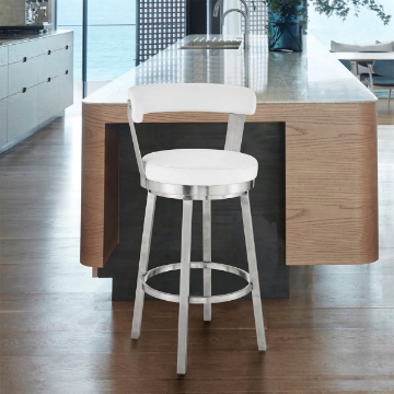 Picture of BRYANT FAUX WHITE LEATHER & STEEL COUNTER STOOL