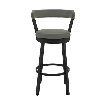 Picture of BRYANT FAUX GREY LEATHER & BLACK STEEL BAR STOOL