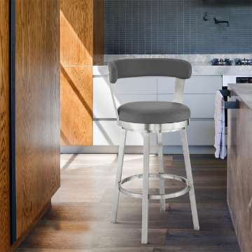 Picture of BRYANT FAUX GREY LEATHER & STEEL COUNTER STOOL