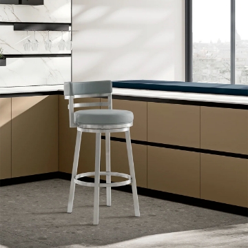 Picture of MADRID GREY LEATHER & STEEL COUNTER STOOL