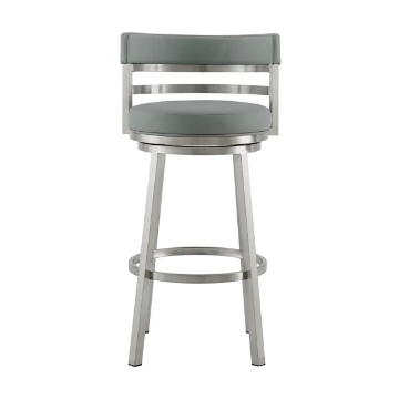 Picture of MADRID GREY LEATHER & STEEL COUNTER STOOL