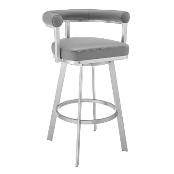 Picture of MAGNOLIA GREY LEATHER & STEEL COUNTER STOOL
