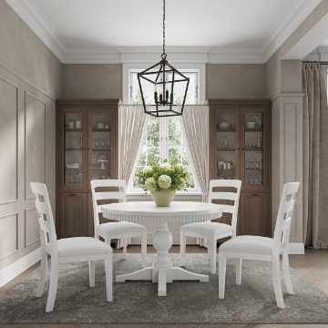 Picture of WESTPORT WHITE 48" ROUND 5 PIECE DINING SET