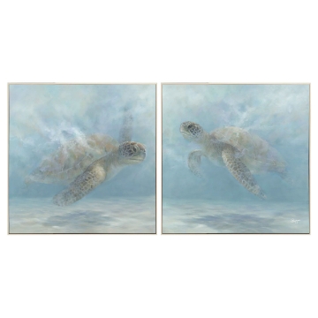 Picture of S/2 BLUE WATERS SEA TURTLE ART