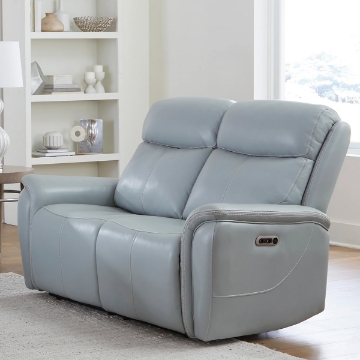 Picture of CASCADE LTHR MIST GRY PHR LOVESEAT
